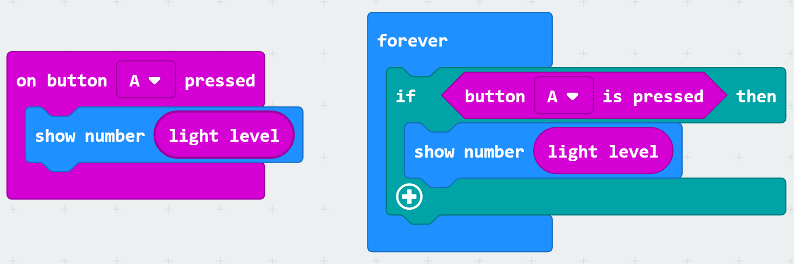 on button press compared to if button pressed